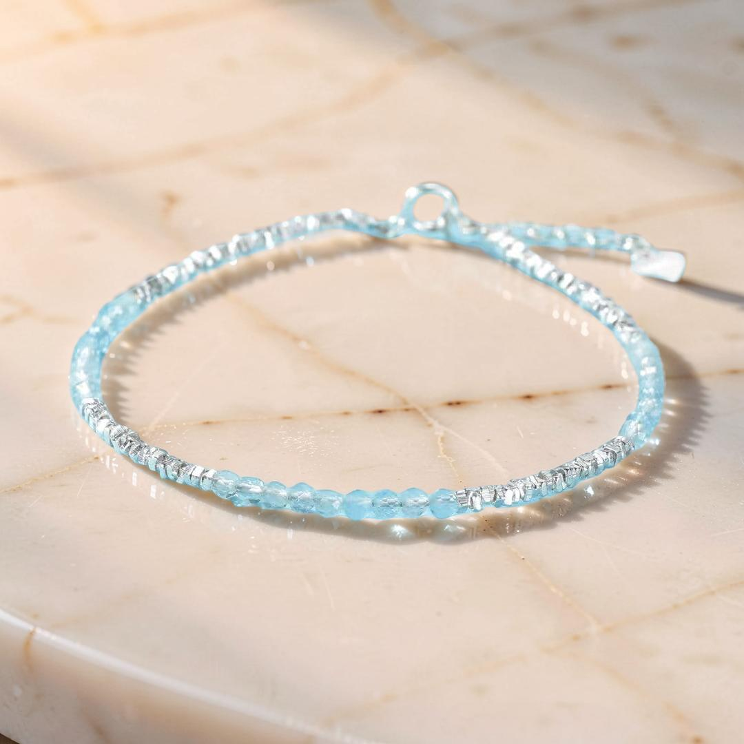 Bracelet Aigue-marine – Brume Matinale, Argent