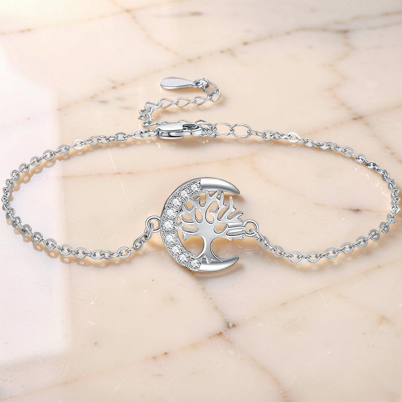 Bracelet Arbre de Vie – Arbre Lunaire, Argent