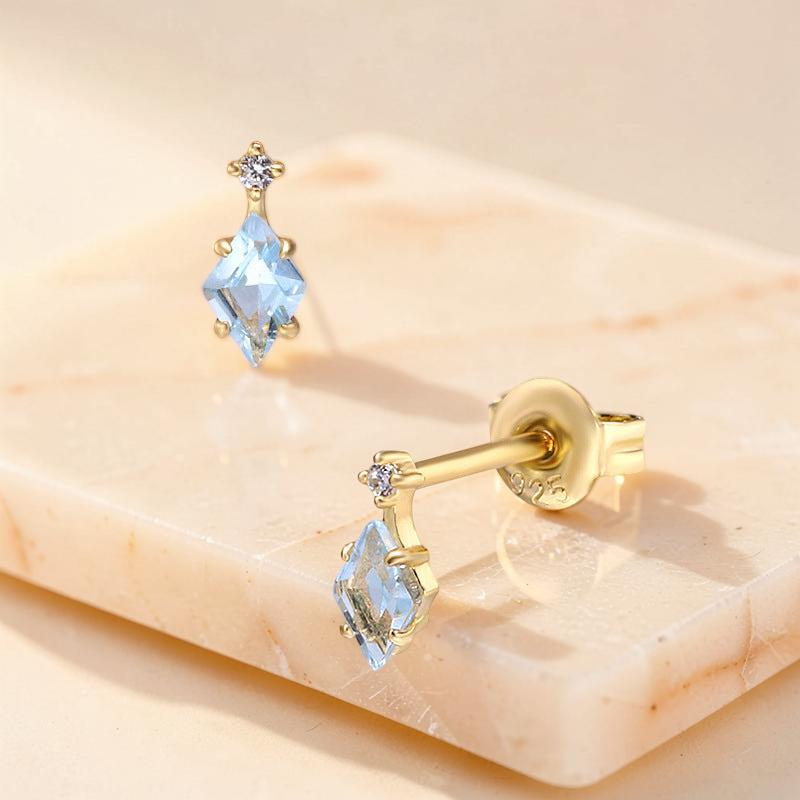 Boucles d'Oreilles Topaze – Clarté Céleste, Argent Plaqué Or 14K