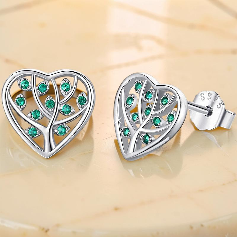 Boucles d'Oreilles Arbre de Vie – Arbre d'Amour, Argent 925