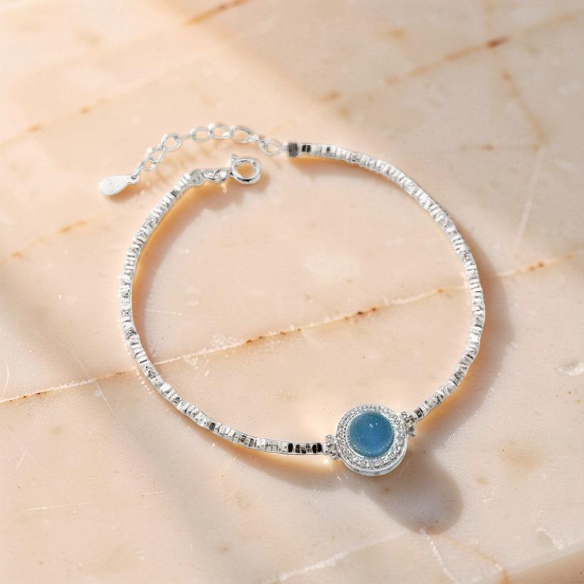 Bracelet Aigue-Marine – Souffle Marin, Argent