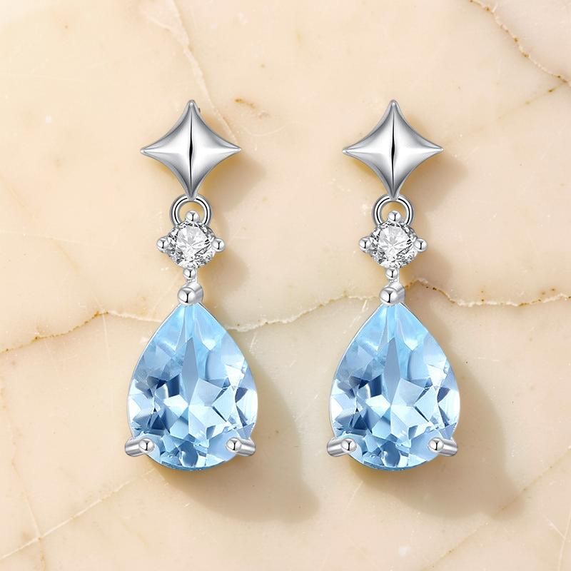 Boucles d'Oreilles Topaze – Éclat Azur, Argent