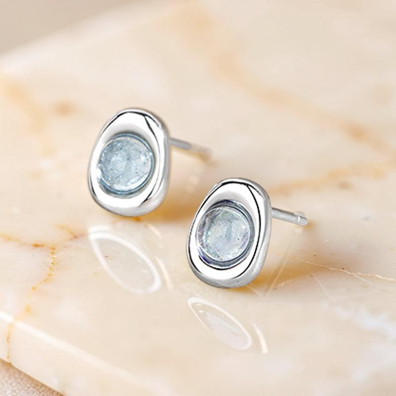 Boucles d'oreilles Aigue marine – Douce Vague, Argent