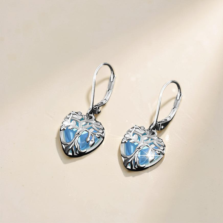 Boucles d'Oreilles Pierre de Lune – Arbre Céleste, Argent S925