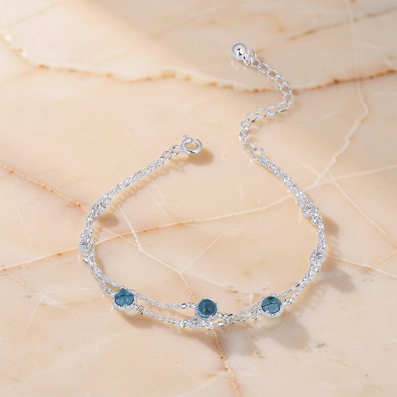 Bracelet Aigue-Marine – Sérénité Bleue, Argent 925