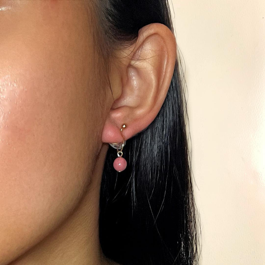 Boucles d’Oreilles Rhodonite – Éclat Doux