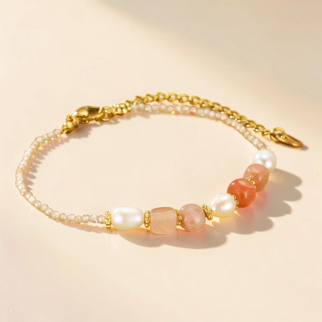 Bracelet Pierre de Soleil et Perle – Harmonie Radieuse