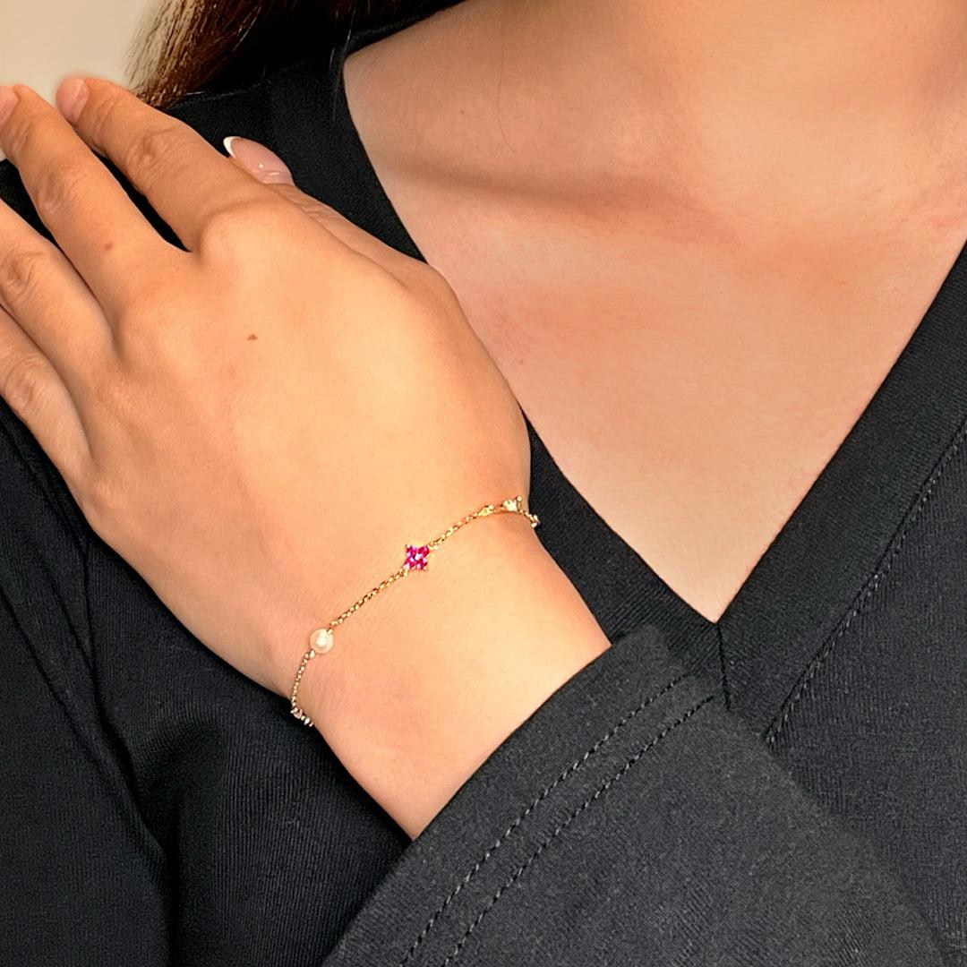 Bracelet Cornaline – Jardin Enchanté, Argent