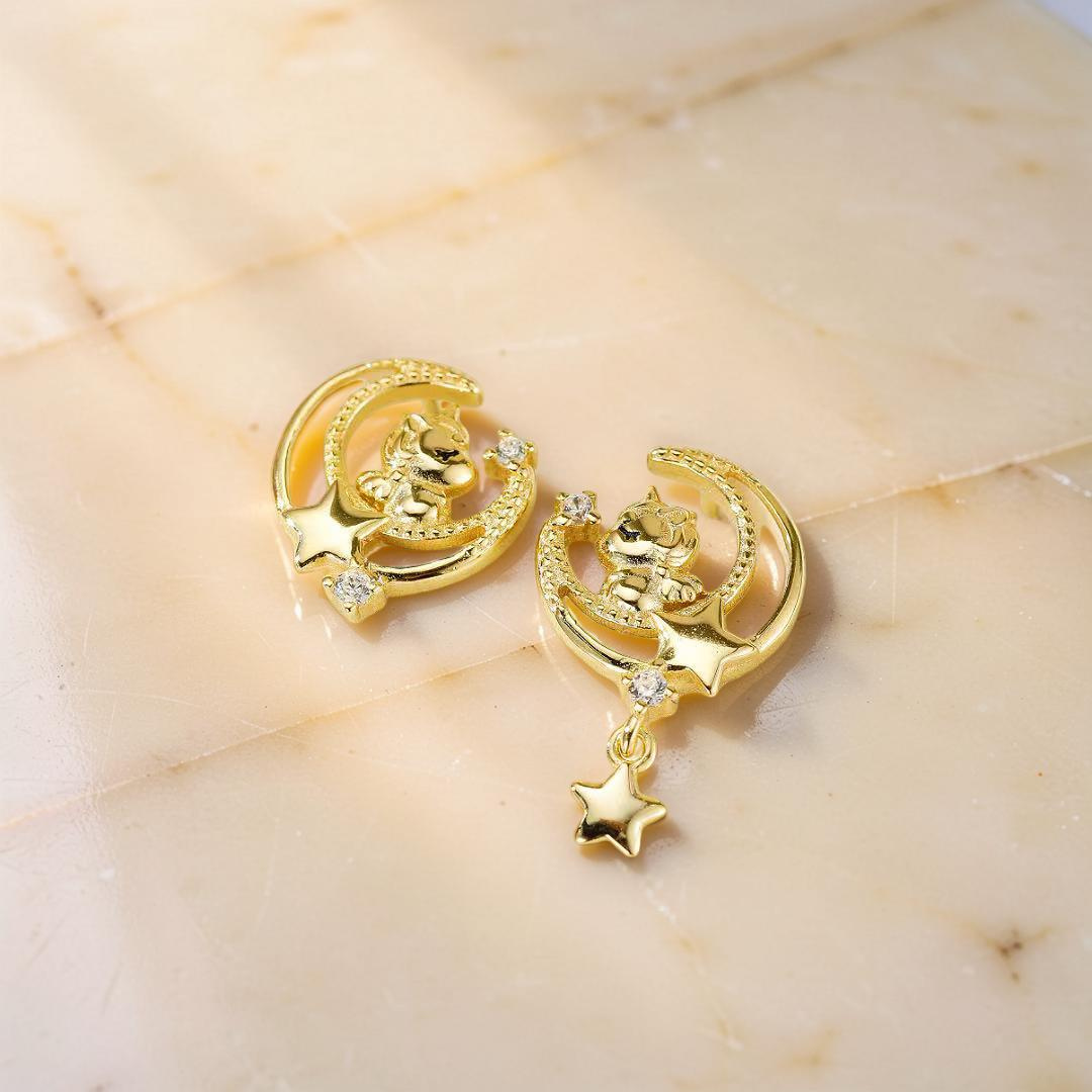 Boucles d’oreilles Cheval – Rêve Étoilé, Argent Plaqué Or