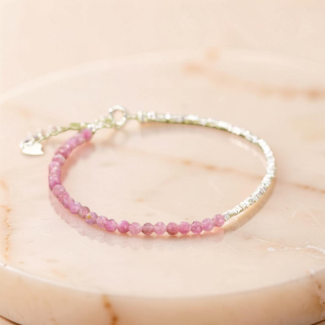 Bracelet Tourmaline – Rose Intuitive, Argent