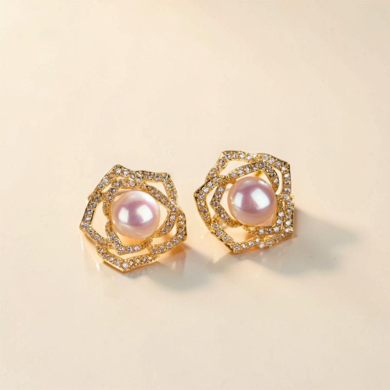 Boucles d'Oreilles Perle – Rose de Promesse