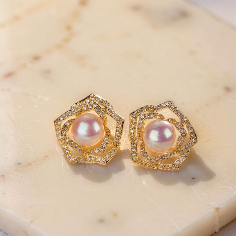 Boucles d'Oreilles Perle – Rose de Promesse