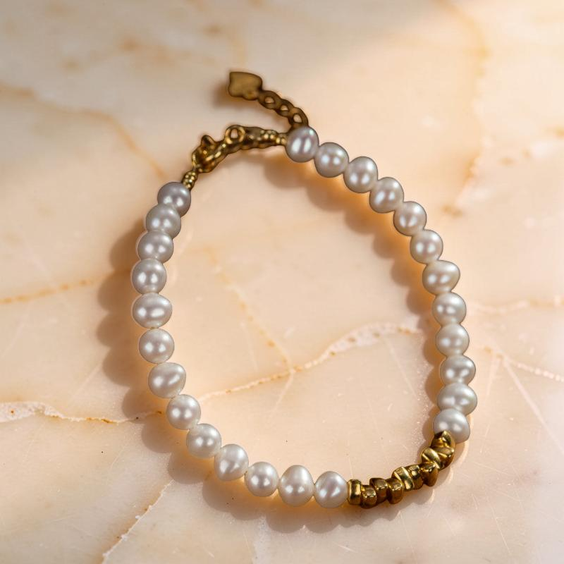 Bracelet Perle – Éclat Pur, Argent Plaqué Or