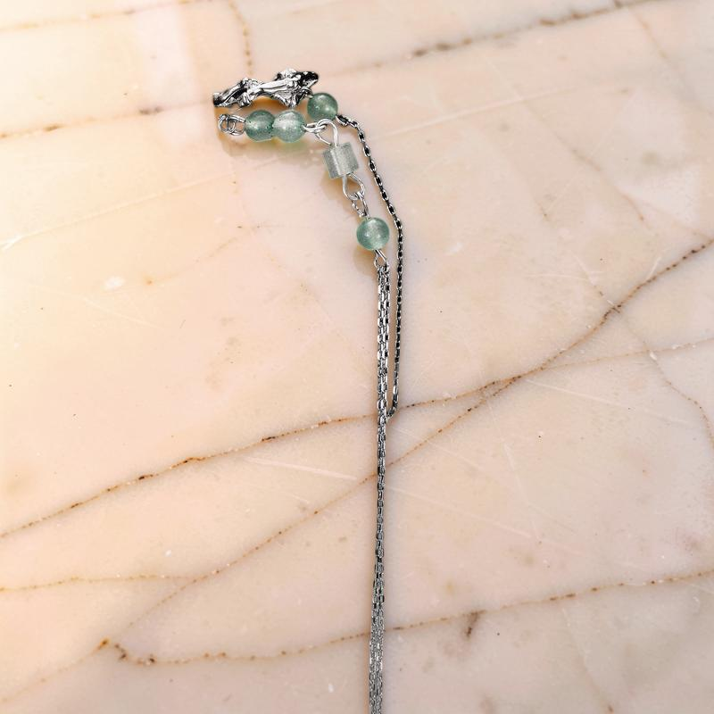 Boucle d'Oreille Aventurine – Force du Bambou, Argent