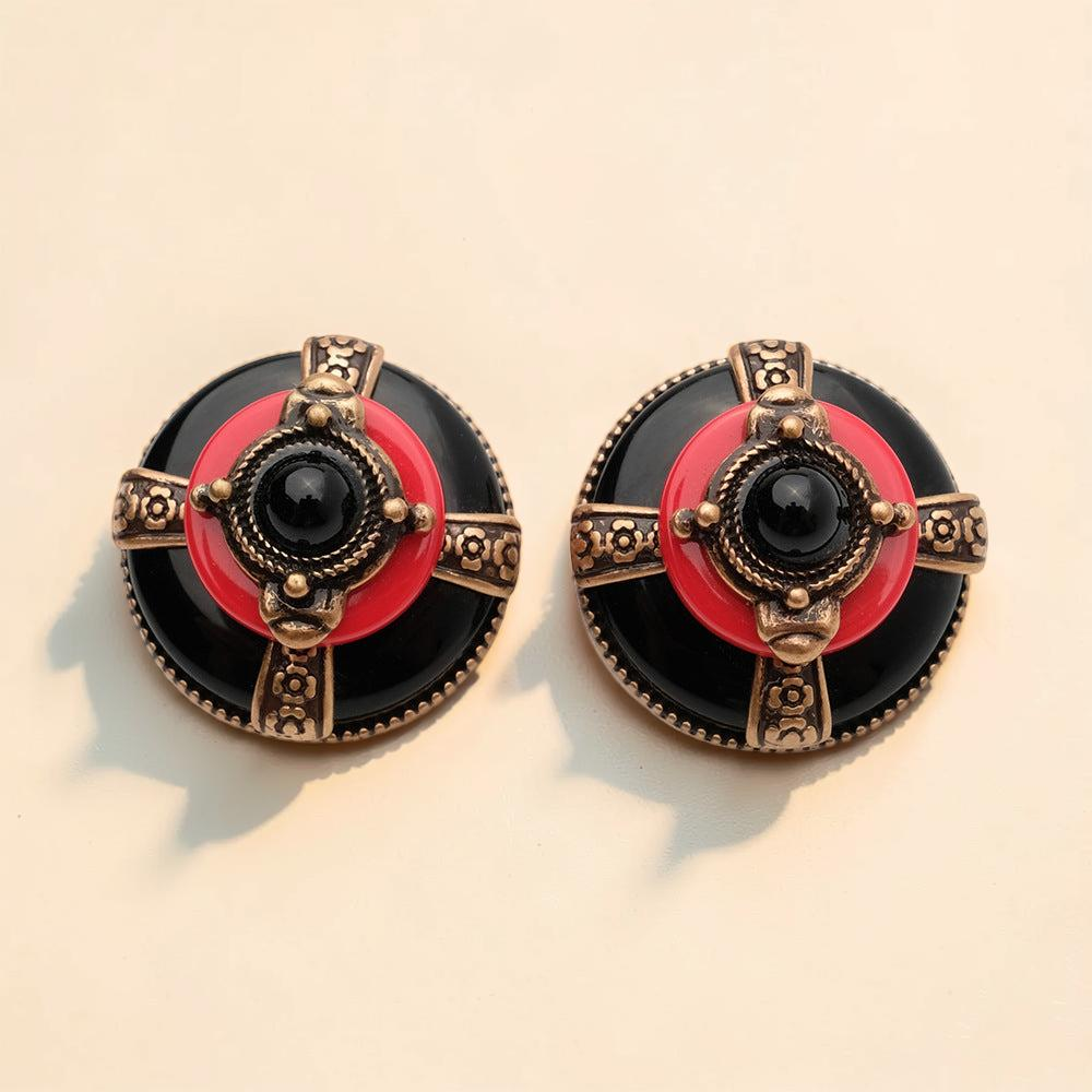 Boucles d'Oreilles Agate - Rouge et Noir