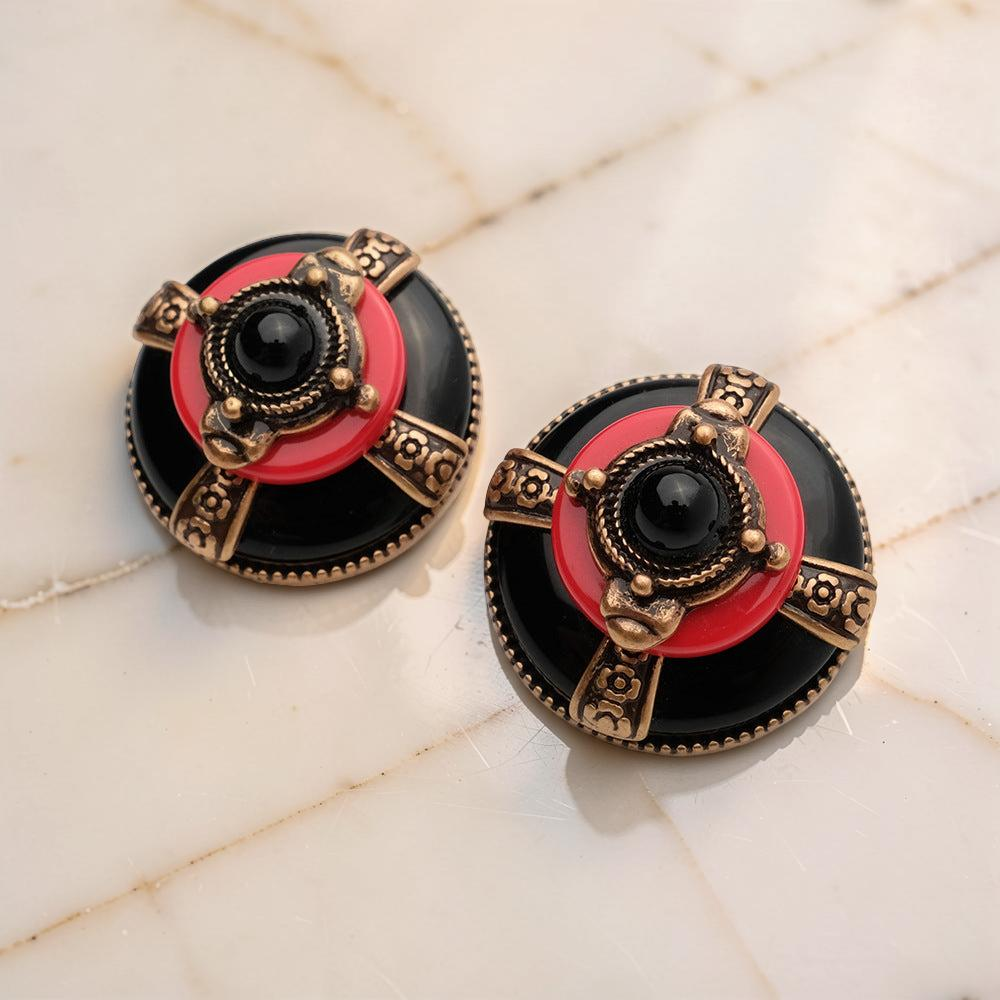 Boucles d'Oreilles Agate - Rouge et Noir