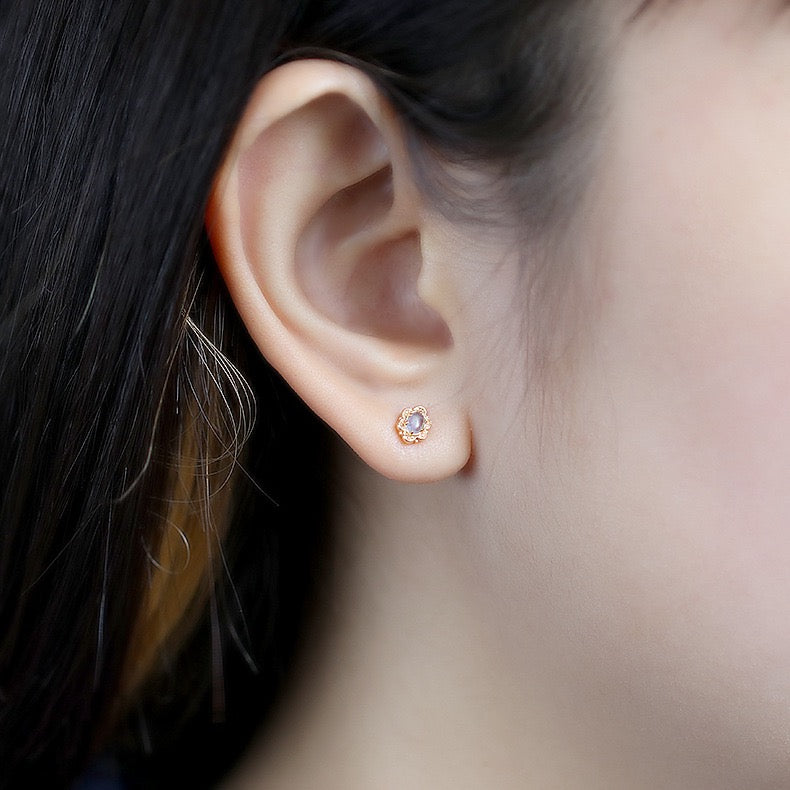 Boucles d'Oreilles Aigue Marine – Aura Marine, Argent Plaqué Or
