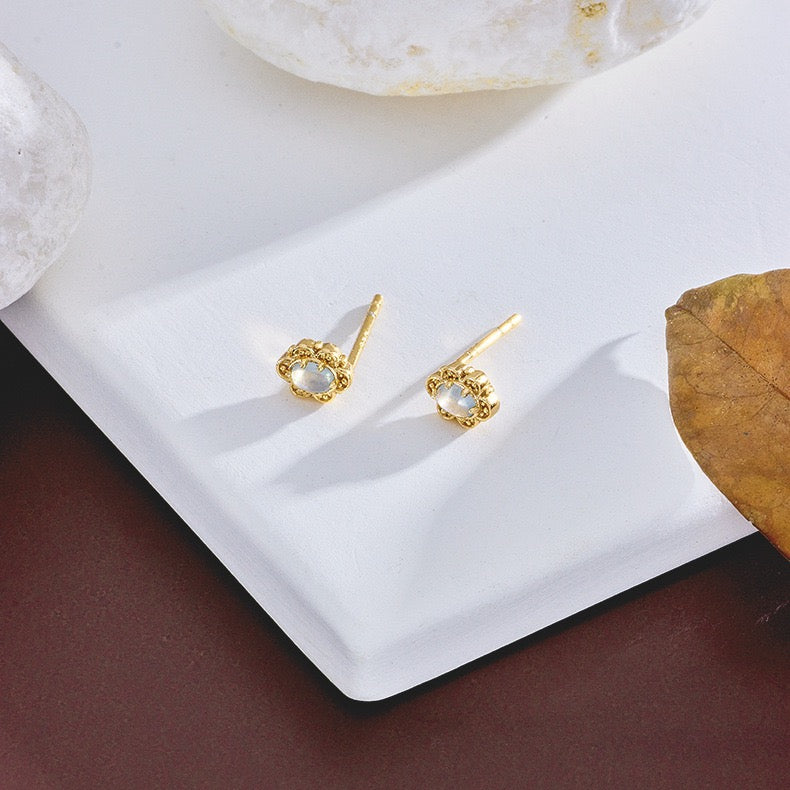 Boucles d'Oreilles Aigue Marine – Aura Marine, Argent Plaqué Or
