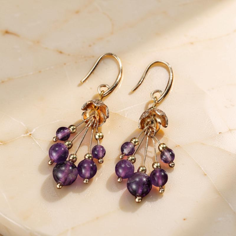 Boucles d'Oreilles Améthyste – Floraison Tendrille