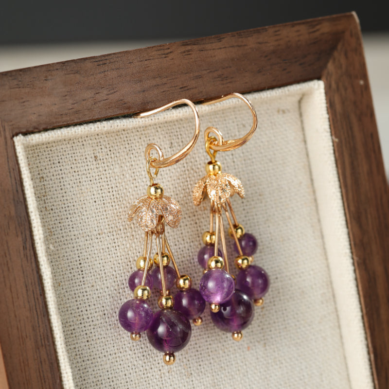 Boucles d'Oreilles Améthyste – Floraison Tendrille