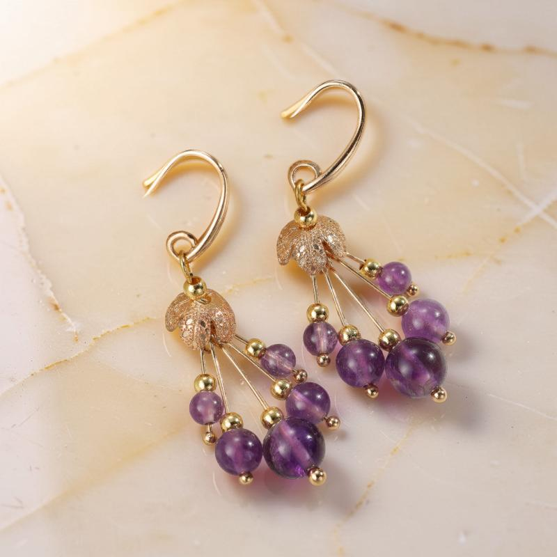 Boucles d'Oreilles Améthyste – Floraison Tendrille