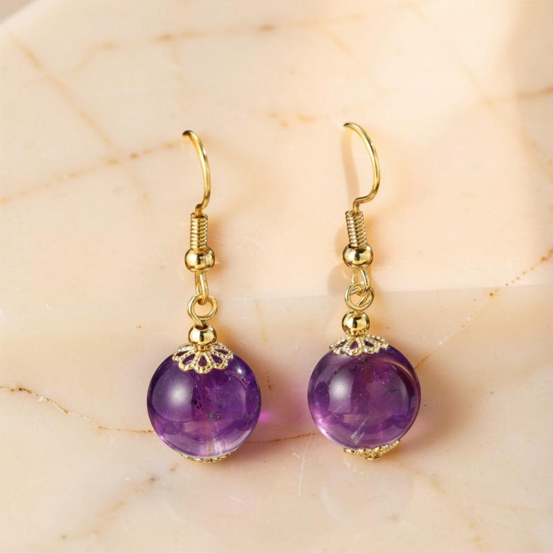 Boucles d'Oreilles Améthyste – Sphère Lumineuse