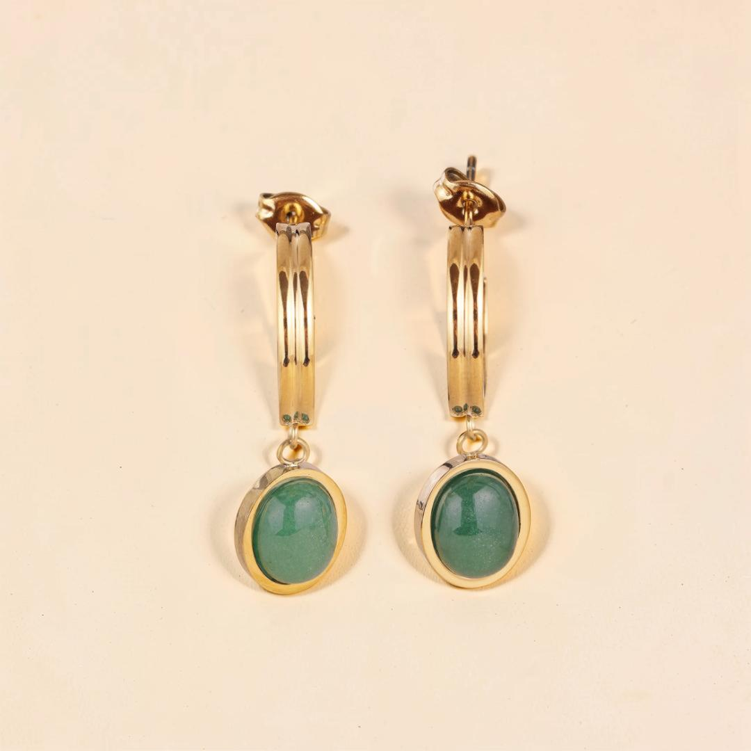 Boucles d'Oreilles Aventurine – Classe Naturelle