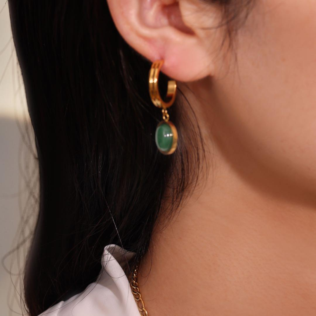Boucles d'Oreilles Aventurine – Classe Naturelle