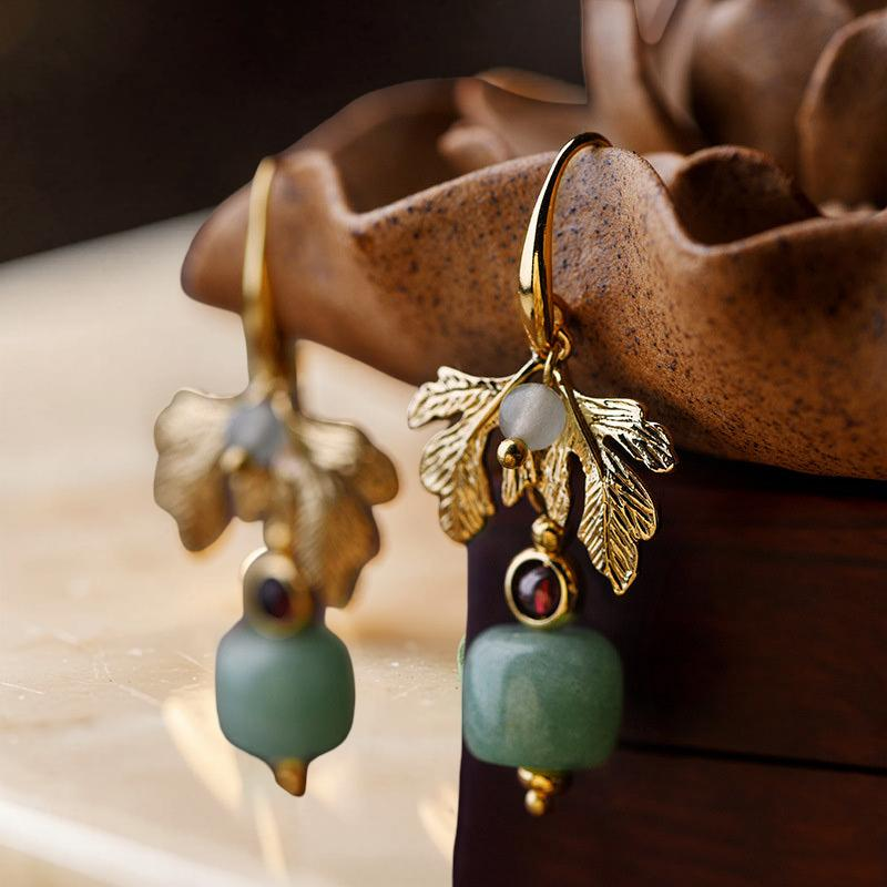 Boucles d'Oreilles Aventurine – Cœur Vert, Plaqué Or