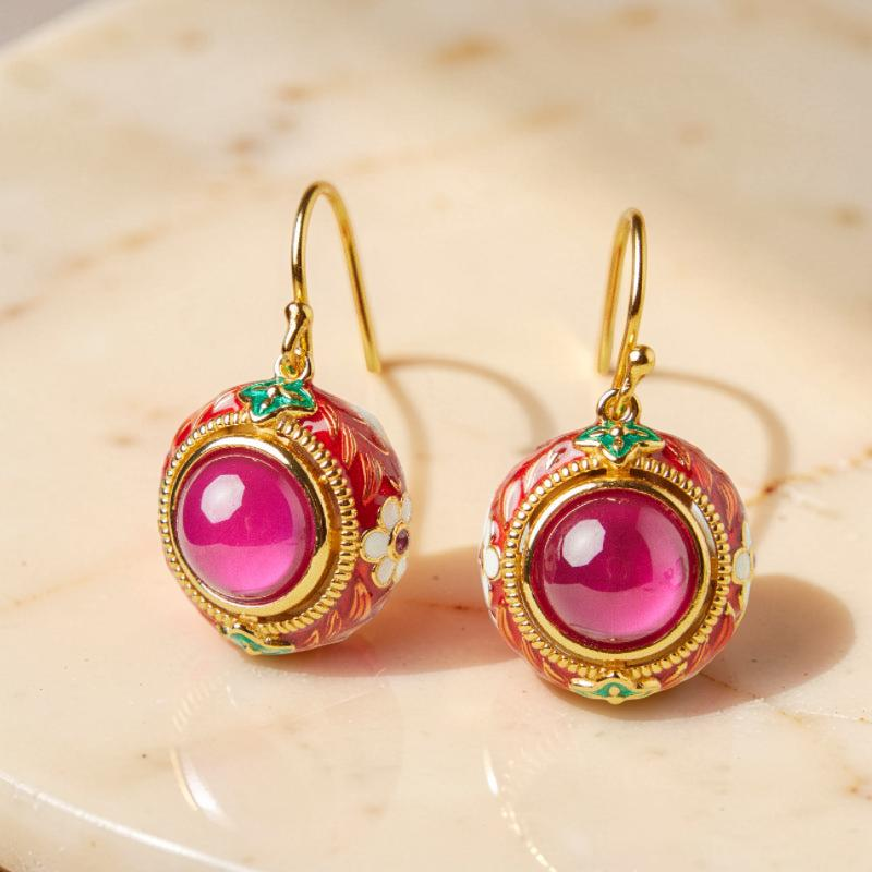Boucles d'Oreilles Cornaline – Énergie Florale, Argent Plaqué Or