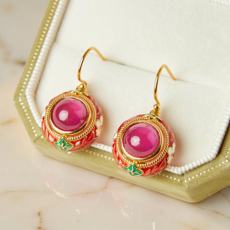Boucles d'Oreilles Cornaline – Énergie Florale, Argent Plaqué Or