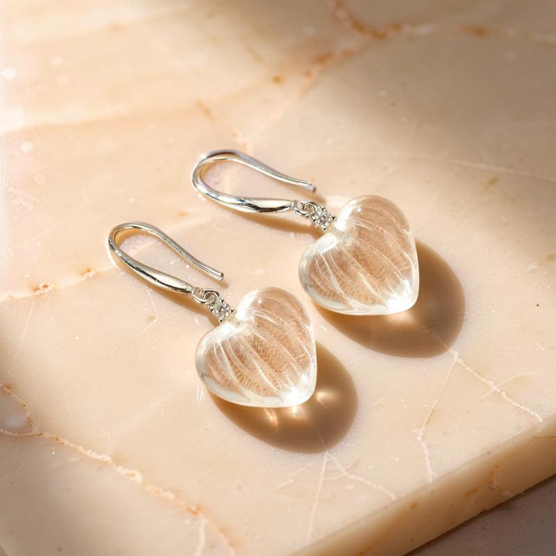 Boucles d'Oreilles Cristal de Roche – Battement d’Ombre Lumineuse, Argent