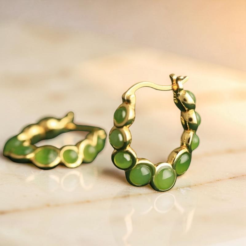 Boucles d'Oreilles Jade – Danse Verdoyante, Argent