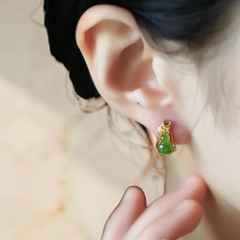 Boucles d'Oreilles Jade – Délice, Argent Plaqué Or