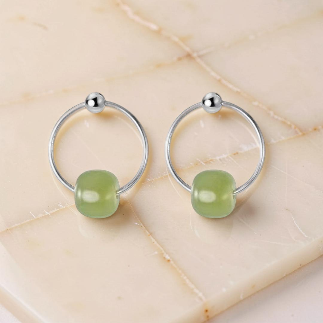 Boucles d'Oreilles Jade – Élégance Naturelle, Argent 925