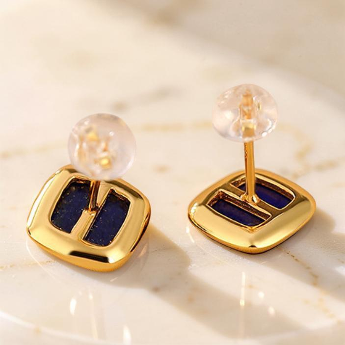 Boucles d'Oreilles Lapis Lazuli – Confiance, Argent Plaqué Or