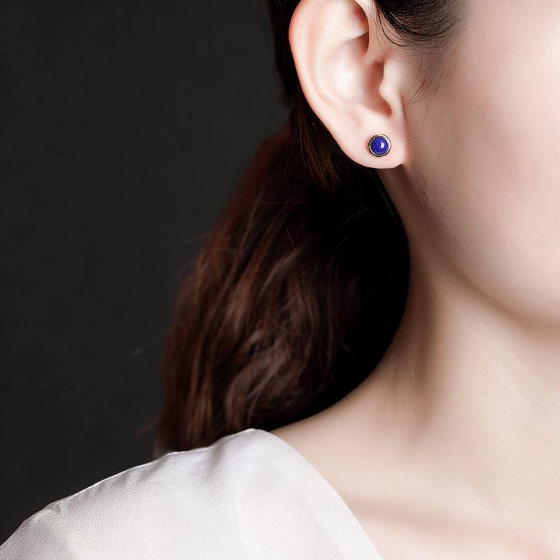 Boucles d'Oreilles Lapis Lazuli – Énergie, Argent Plaqué Or