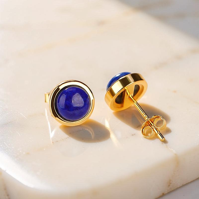 Boucles d'Oreilles Lapis Lazuli – Énergie, Argent Plaqué Or
