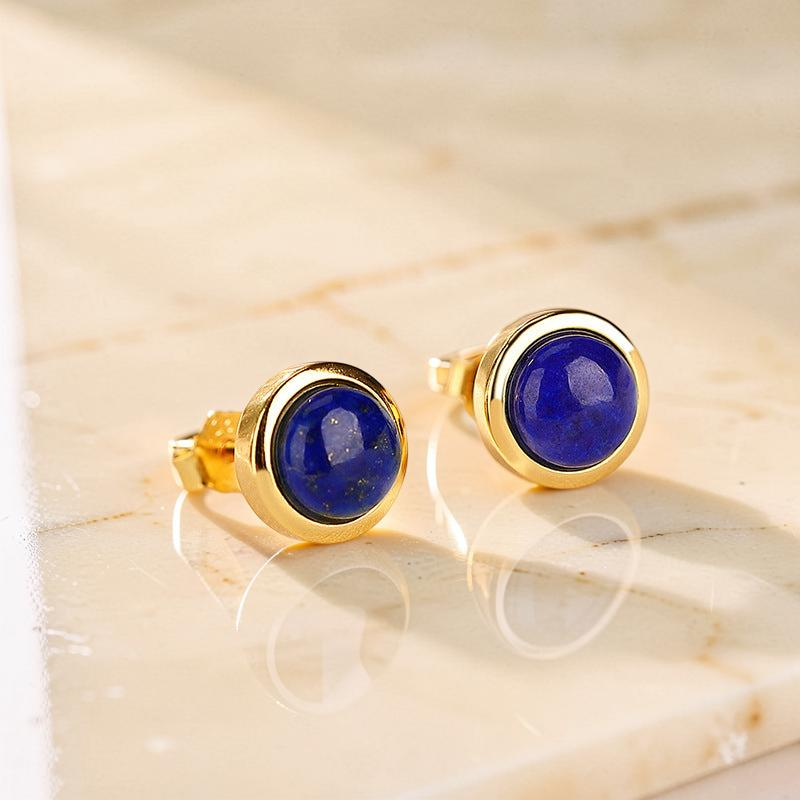 Boucles d'Oreilles Lapis Lazuli – Énergie, Argent Plaqué Or