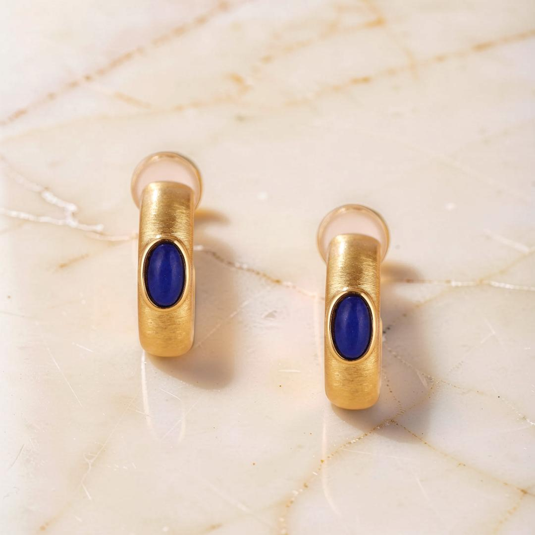 Boucles d'Oreilles Lapis Lazuli – Secrets d'Étoile, Argent Plaqué Or