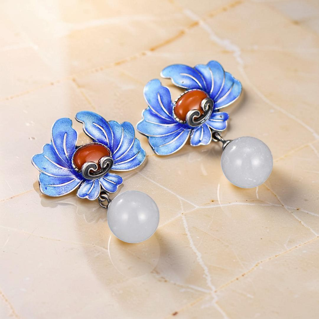 Boucles d'Oreilles Lotus – Beauté de Vintage, Argent 925