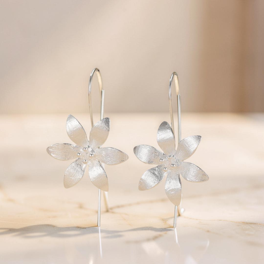 Boucles d'Oreilles - Lotus Éclos, Argent
