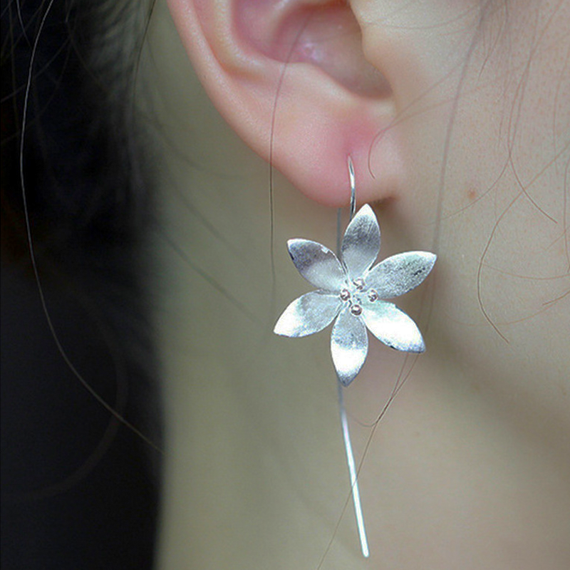 Boucles d'Oreilles - Lotus Éclos, Argent