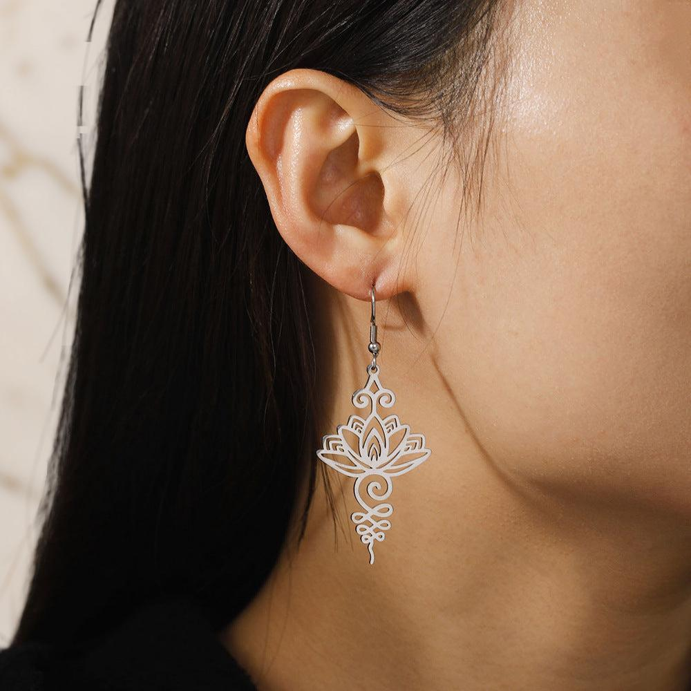 Boucles d'Oreilles Lotus Unalome – Élégance Fleurie