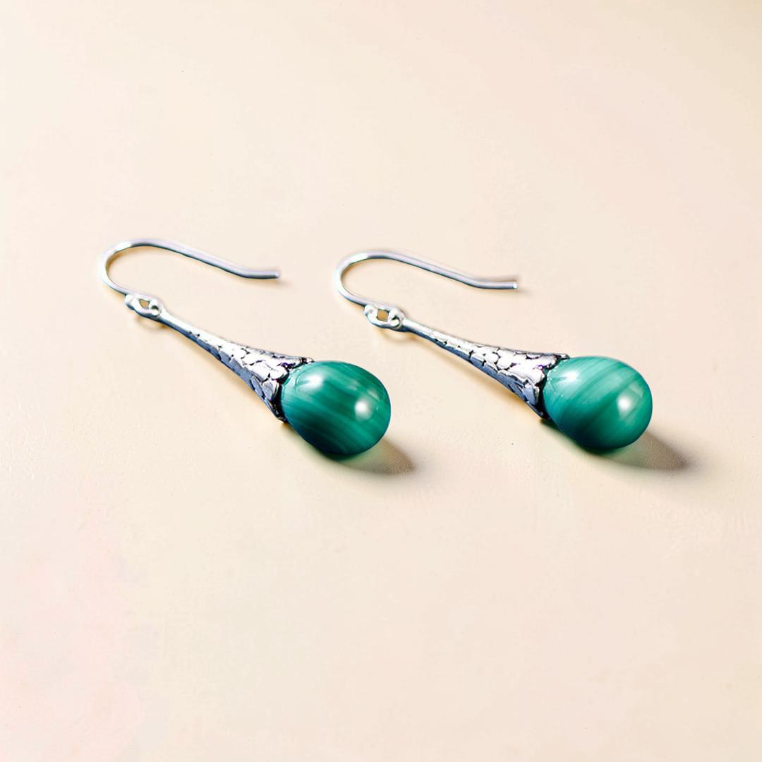Boucles d'Oreilles Malachite – Transformation, Argent 925