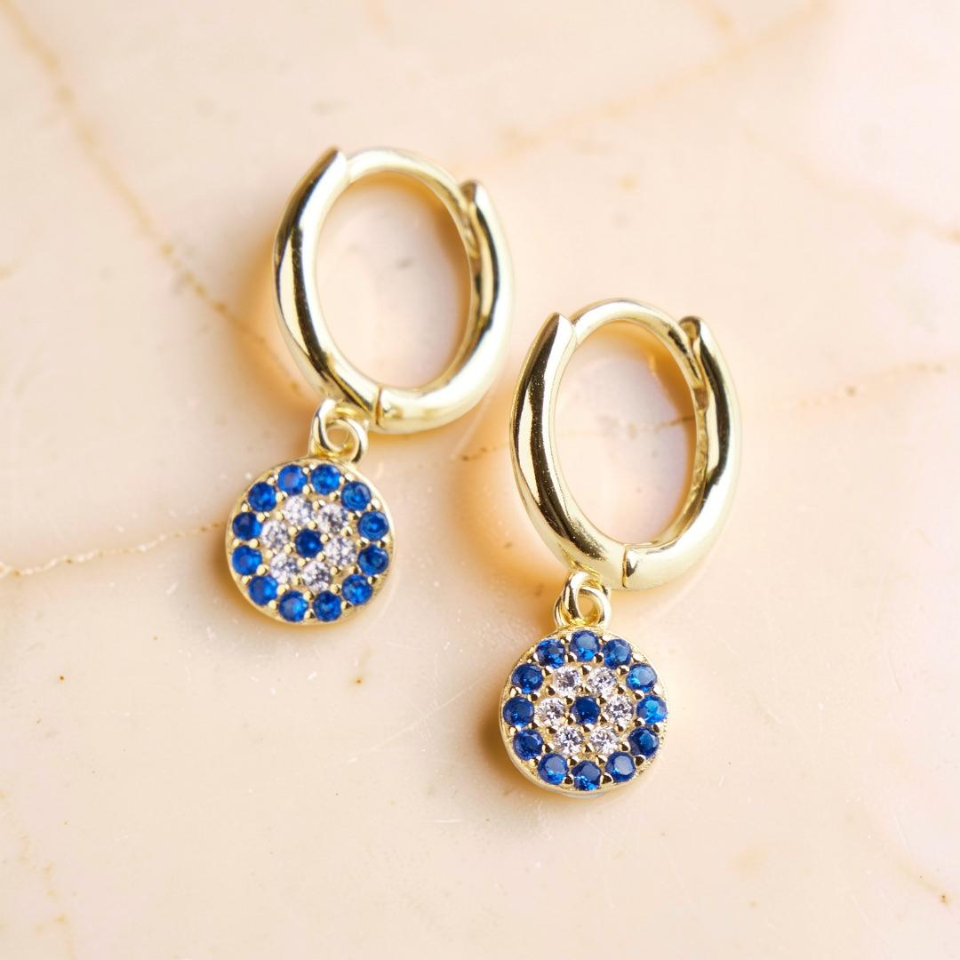 Boucles d'Oreilles Mauvais Œil – Regard, Argent Plaqué Or