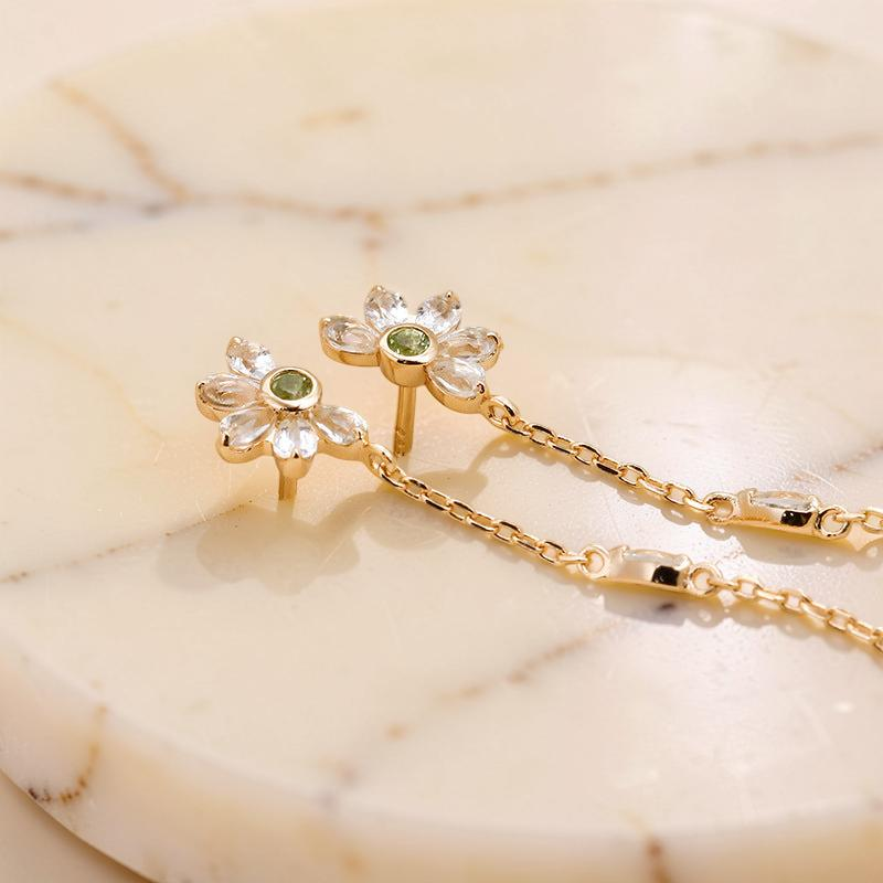 Boucles d'Oreilles Péridot et Topaze – Vœux Éternel, Argent Plaqué Or