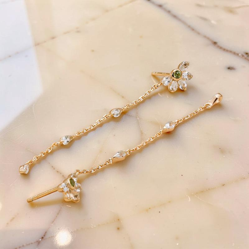 Boucles d'Oreilles Péridot et Topaze – Vœux Éternel, Argent Plaqué Or
