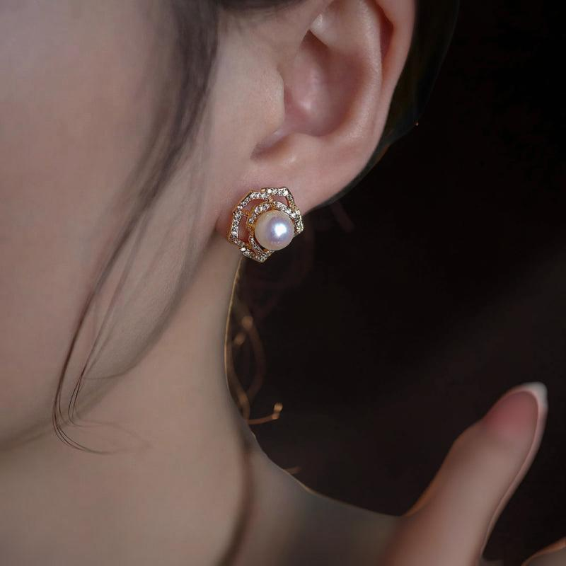 Boucles d'Oreilles Perle – Rose de Promesse