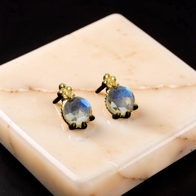 Boucles d'Oreilles Pierre de Lune – Goutte Lumineuse, Argent Plaqué Or